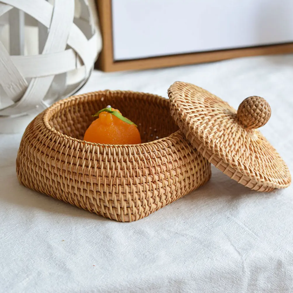 

Круглый ящик для хранения, держатель для пульта дистанционного управления, органайзер для закусок, плетеная корзина, стол, аккуратный домашний декор, экологическое качество, красивый