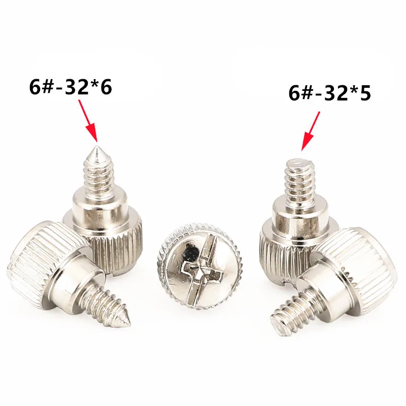 10 pces 6 #-32*6 thread dentes computador computador caso ventilador de refrigeração ajuste toolless parafuso thumbscrews parafuso de polegar m3.5