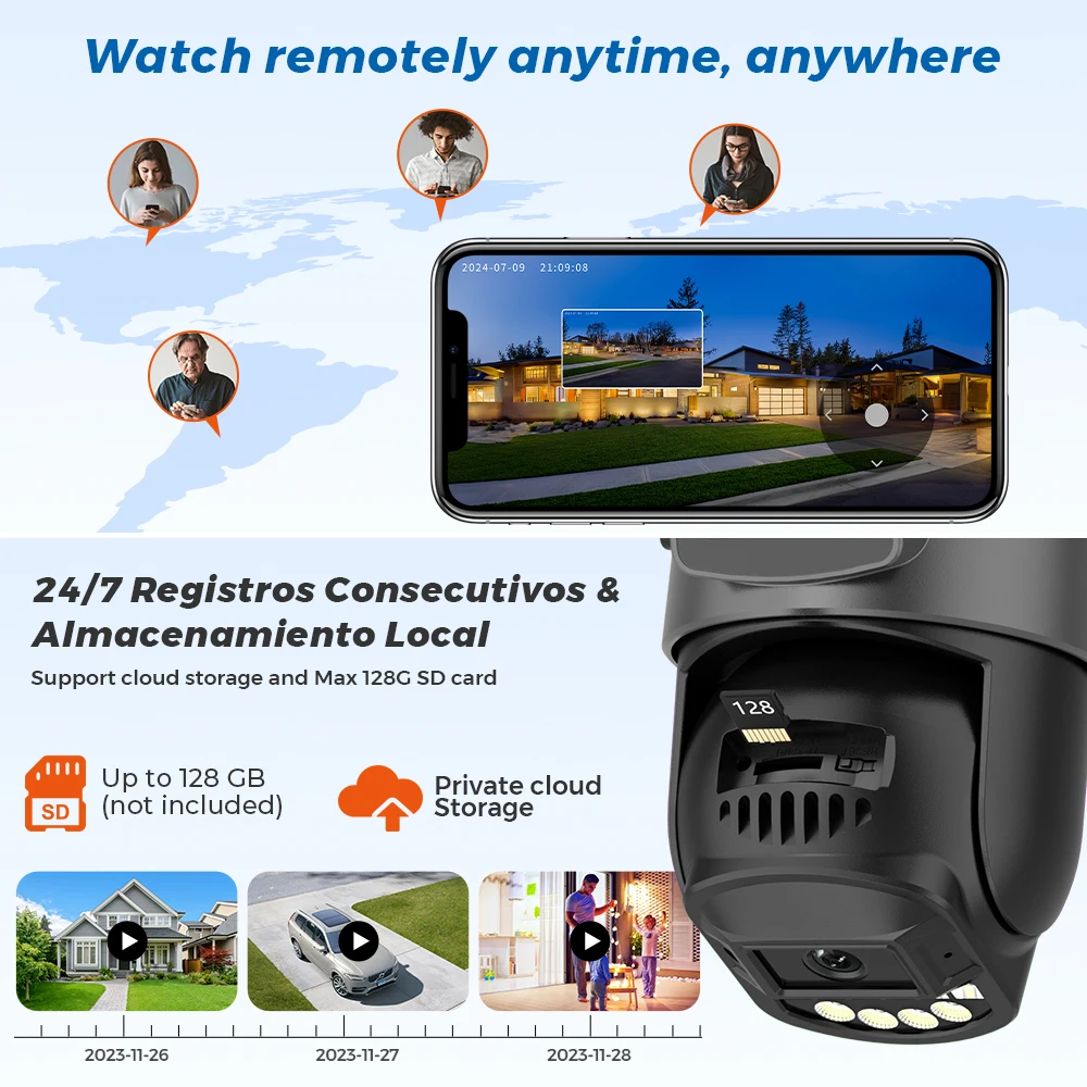 2er-Pack 5K 10MP HD WiFi PTZ-Kamera für den Außenbereich mit 8MP Dual Lens Dual Screen AI Auto Tracking IP CCTV Audio Videoüberwachung – Detail 15