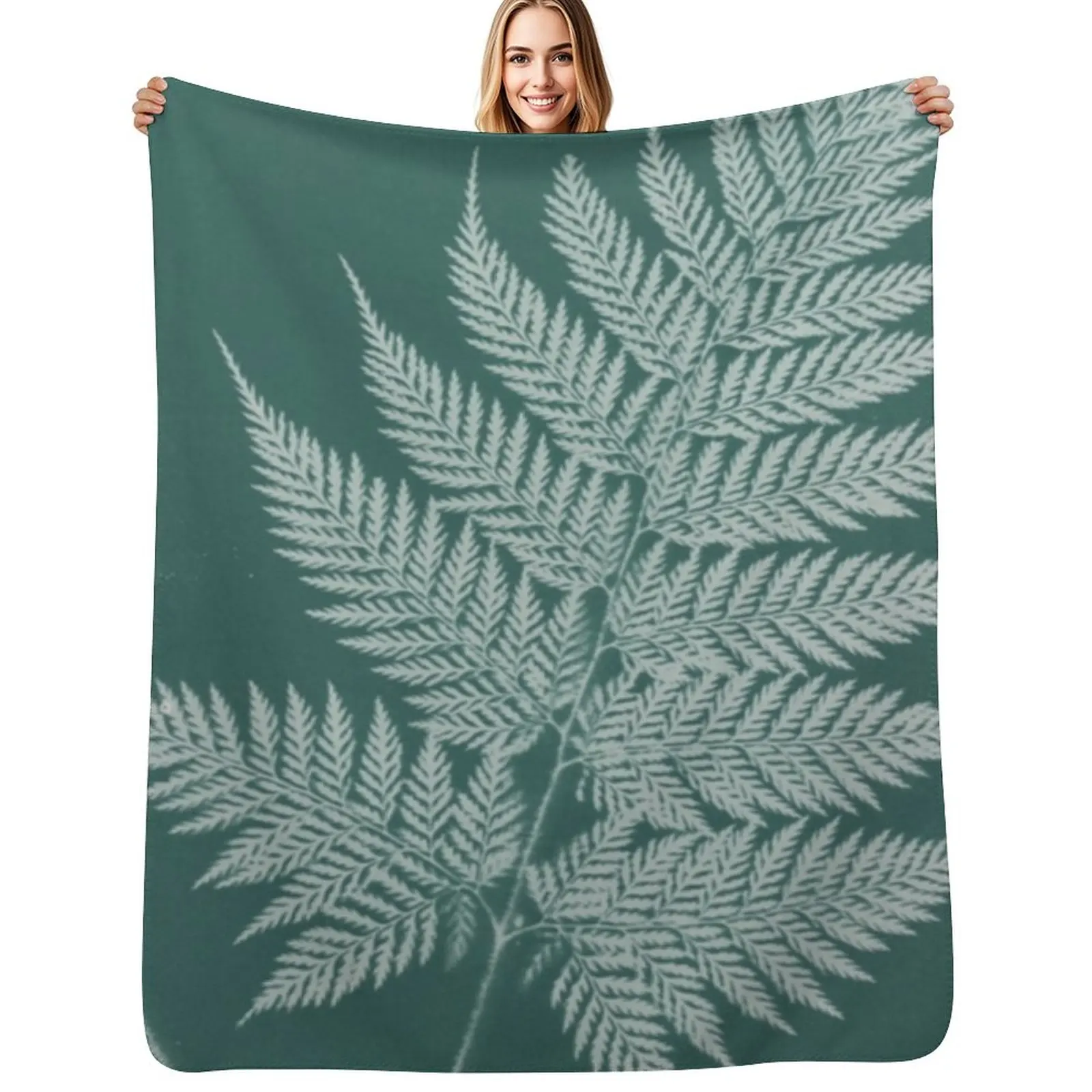 

Green Fern Throw Blanket Modern Design Soft Blanket for Home Decor