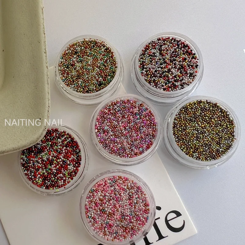 Akcesoria do zdobienia paznokci w stylu koreańskim z kolorowym kawiorowym wzorem, dekoracje do paznokci.