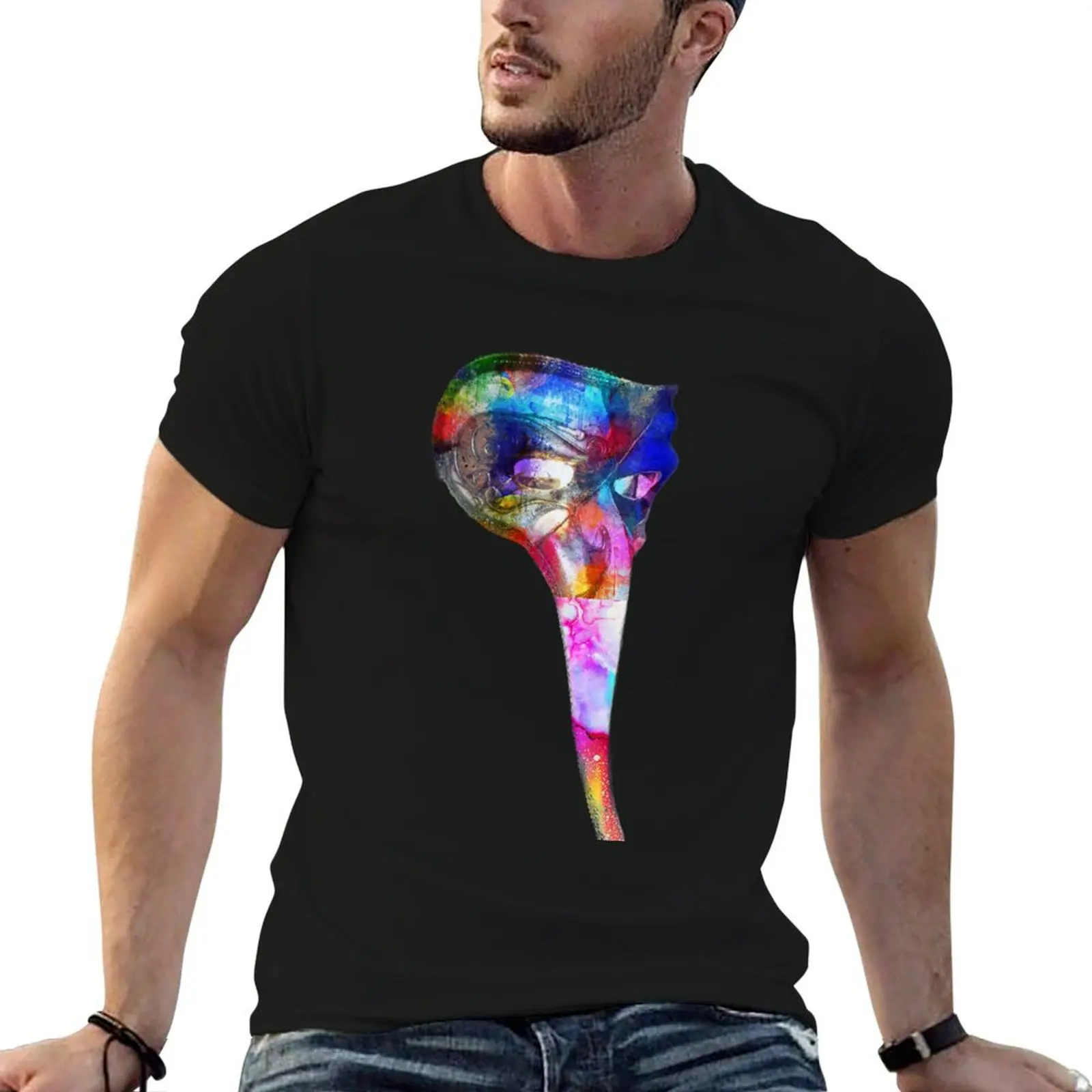 italian colorful carnival mask during the celebrations in Venice T-Shirt Relaxed Casual Short Sleeve Tee