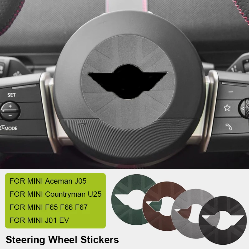 Car Steering Wheel Cover for Mini Countryman U25 F65 F66 F67 Cooper S E SE J01 EV J05 Aceman 2024 2025 Suede Leather Stickers