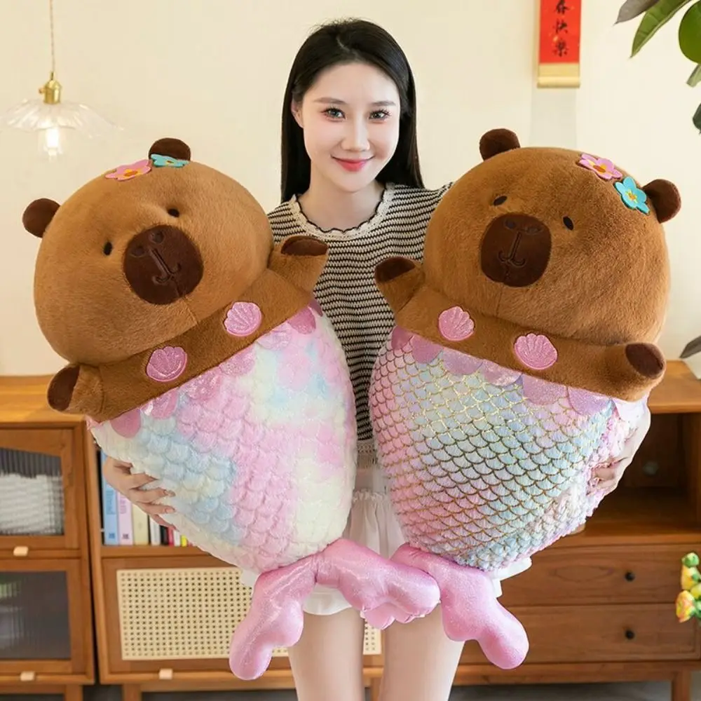 Hoge kwaliteit 35/50 cm pluche pop zeemeermin capibara schattige knuffels pop interessant creatief pluizig speelgoed