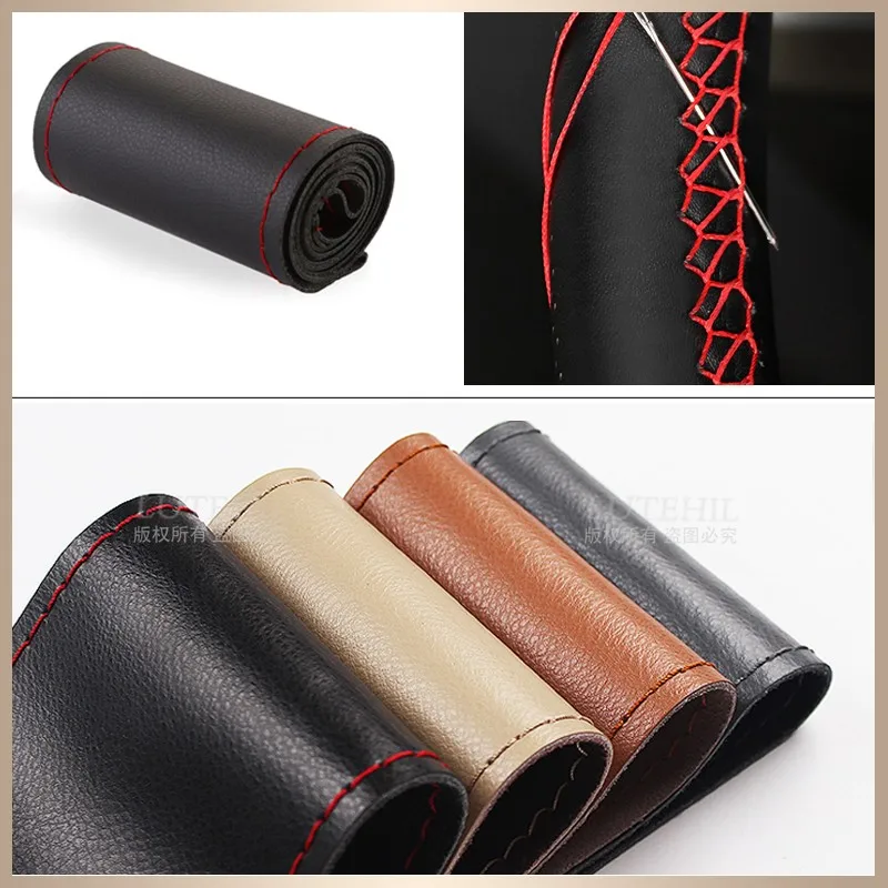 Artificial Leather 38cm 15 inch Car Steering Wheel Braid Cover Universal Auto Interior Accessories Non-slip Car Interior Covers