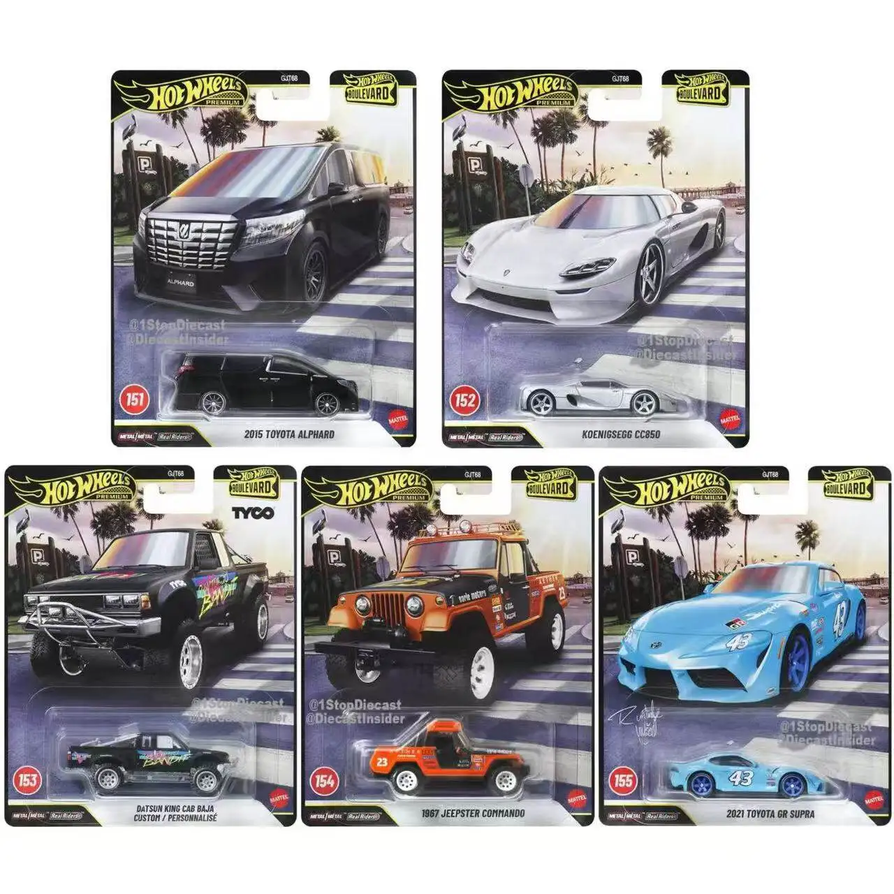 

Hot Wheels Cars PREMIUM BOULEVARD 2021 Toyota GR Supra Koenigsegg CC850 1/64 Metal Diecast Model Collection Toy Vehicles GJT68