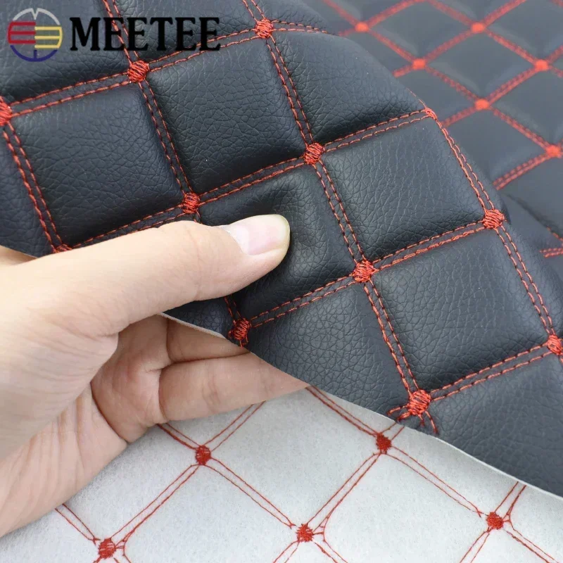 45*160cm Embroidered Plaid Fabric 0.7mm Artificial PVC Leather Fabrics for Sofa Car Interior Seat Cushion Decoration Material