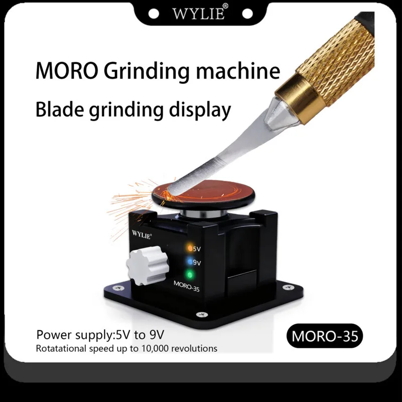 

WYLIE MORO-35 Electric Sharpener Tools For Blades Scissors Metal Wood Jade 5V/9V Type-C Interface Velcro Sandpaper Speed Control