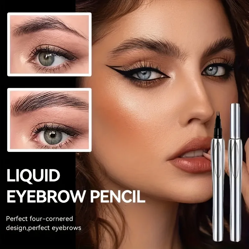 Zweizackiger schräger Augenbrauenstift, schafft natürliche und schöne Augenbrauen, geeignet für alle Make-up, langlebig, wasserfest und schweißfest, nicht leicht zu verschmieren, ideales Geschenk