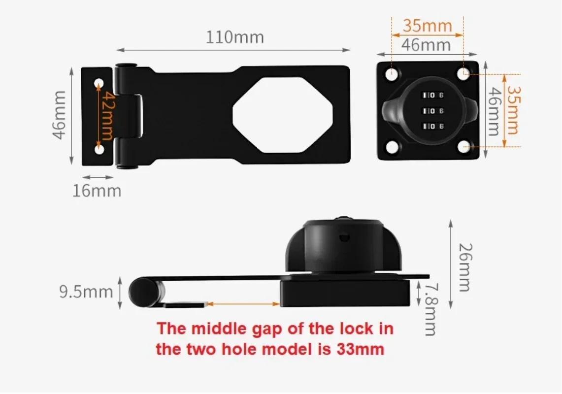 Cabinet Door Combination Lock Password Unlock Lock Burglar Double Opening Digital Code Locks for Drawer Refrigerator File Locker