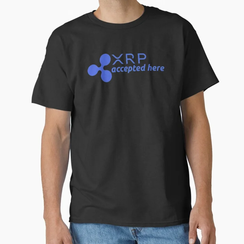 

XRP Accepted Here - Cryptocurrency Blockchain Wallet HODL Funny Gift T shirt for man Large size Tops