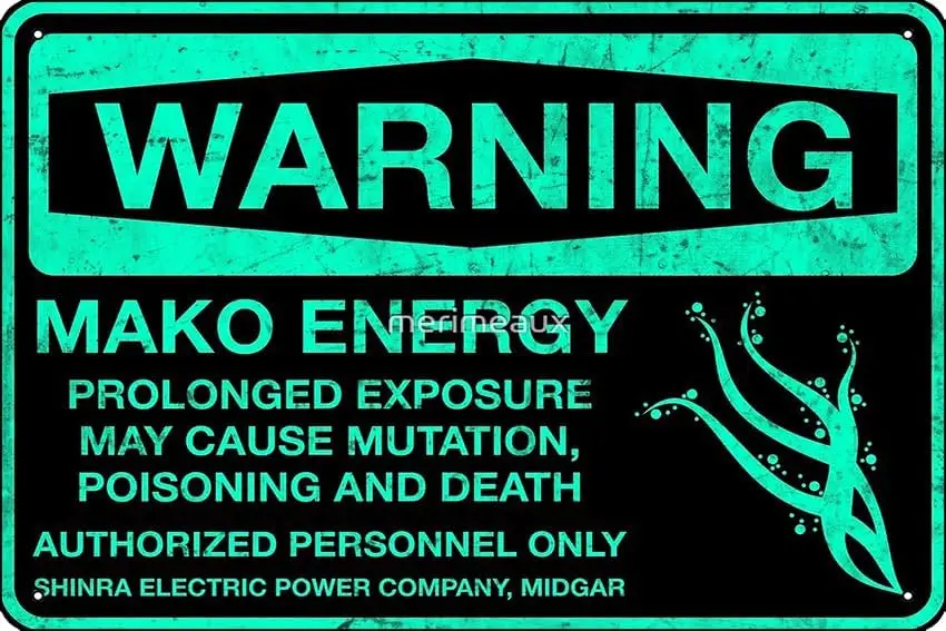 Warning: Mako Energy Print 8 x 12 Inch Funny Metal Tin Sign Game Room Man Cave Wall Decor