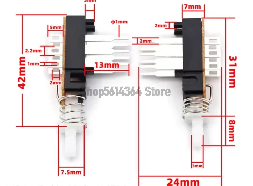 3M KAO3-3M Direct Switches - Piano Key A03 Long Leg Dual Row Six Pins (Pack of 4)