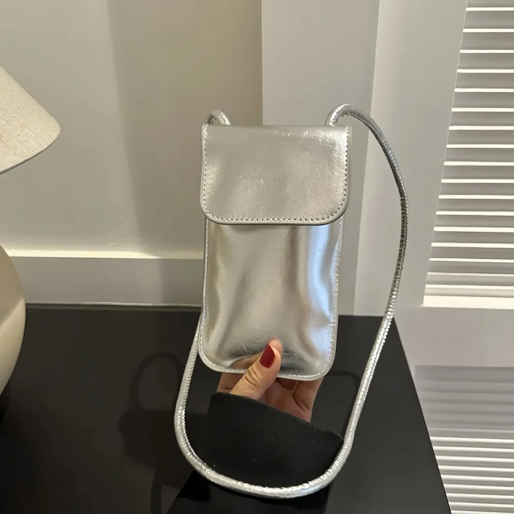 

Модная сумка через плечо для женщин, серебристая, золотая, из искусственной кожи, мини-портативная сумка-мессенджер с помадой, сумка для мобильного телефона, кошельки