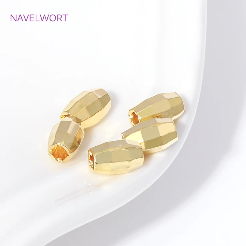 Cuentas de aceitunas ovaladas chapadas en oro de 18K, separador de cuentas sueltas de corte múltiple para fabricación de joyas, accesorios de pulsera DIY, venta al por mayor