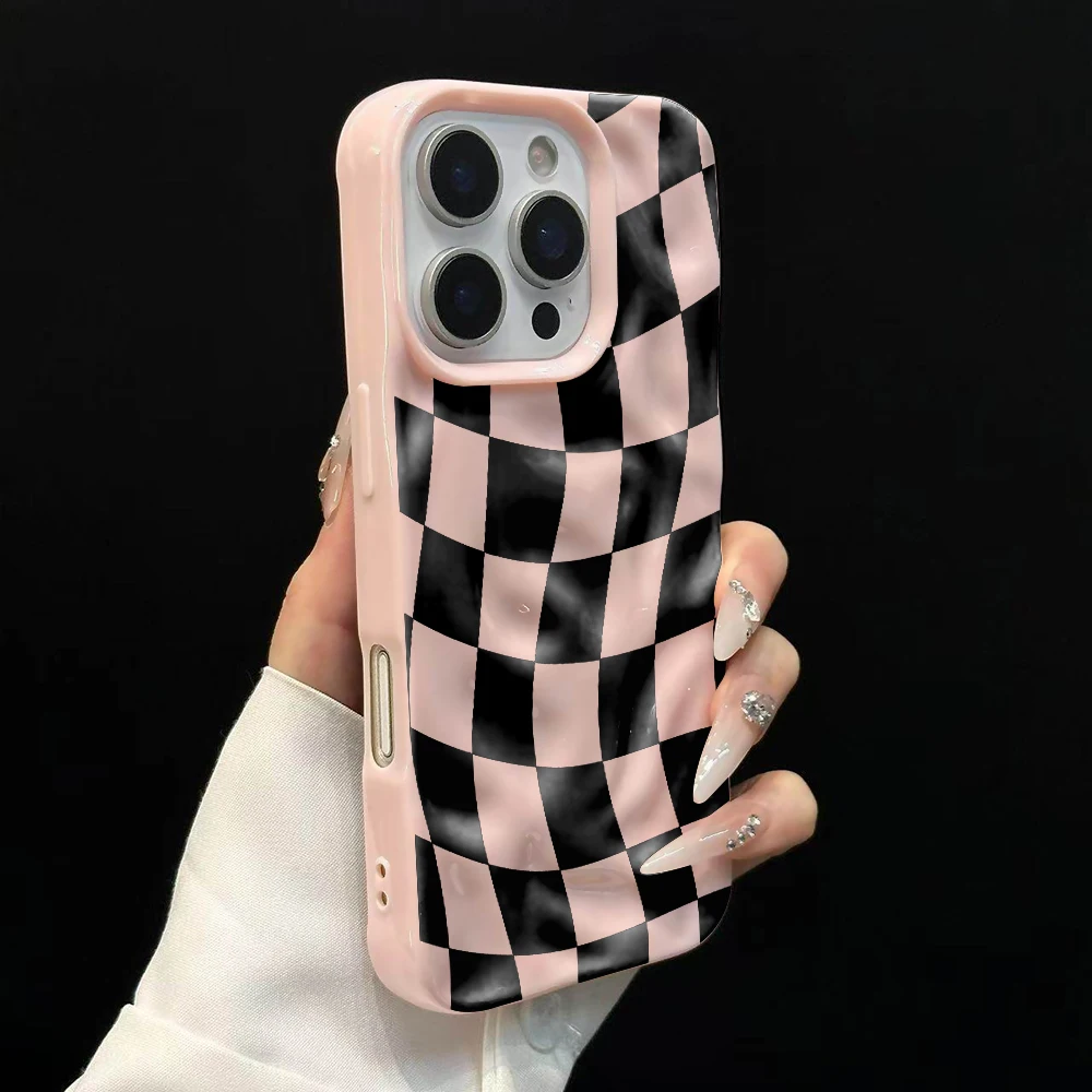 Kreatives Karodesign Koreanische Handyhülle für iPhone 17 16 15 14 13 12 11 Pro Max 14 Plus 17Air Falten-Wellen Weiche Silikonhülle – Detail 9