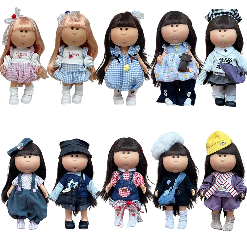 

24cm Spanish Potato Mia Doll Cute Outfit Clothing Plaid Dress T- Shirt Set Exquisite Pants Ropa Clothes Accessories Gift Toys
