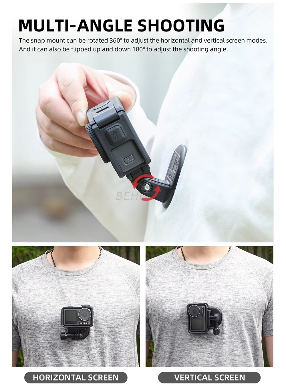 랜야드 달린 마그네틱 마운트 스탠드, 목 스트랩, 액션 카메라 액세서리, 고프로 DJI OSMO 액션 3 2 인스타 360 포켓 FIMI 시리즈용