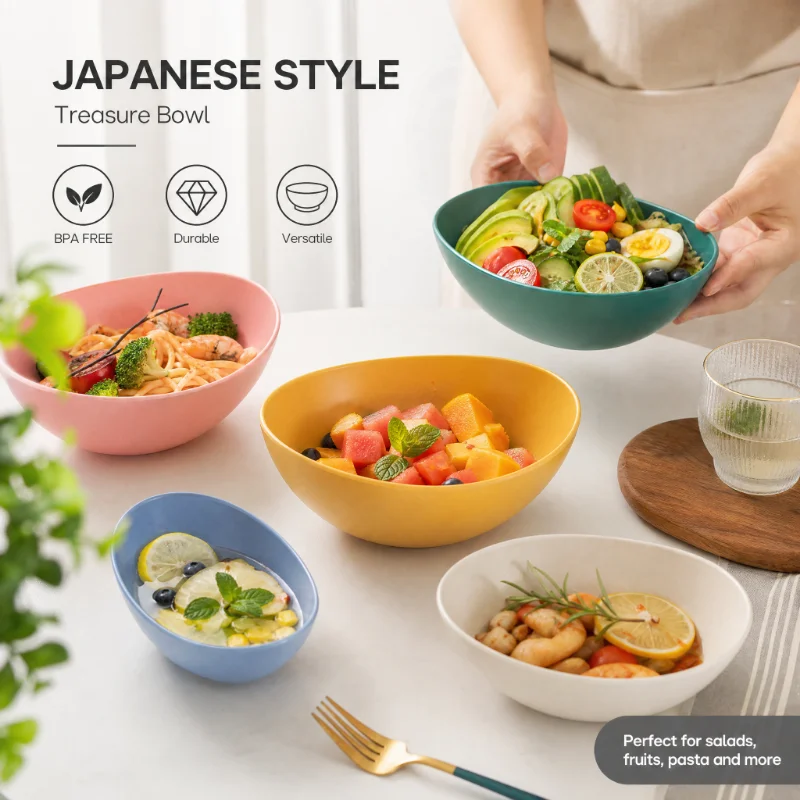 Simple and Environmentally Friendly Creative Salad Bowl, Household Vegetable Bowl, Fruit Bowl, Kitchen Microwave Food Bowl