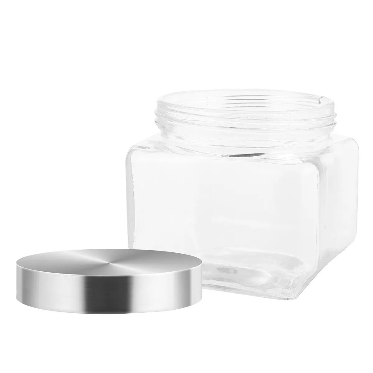 

1 шт. Герметичная стеклянная банка для хранения из высококачественного боросиликатного стекла с крышкой из нержавеющей стали для кухни, для хранения продуктов, круп, закусок