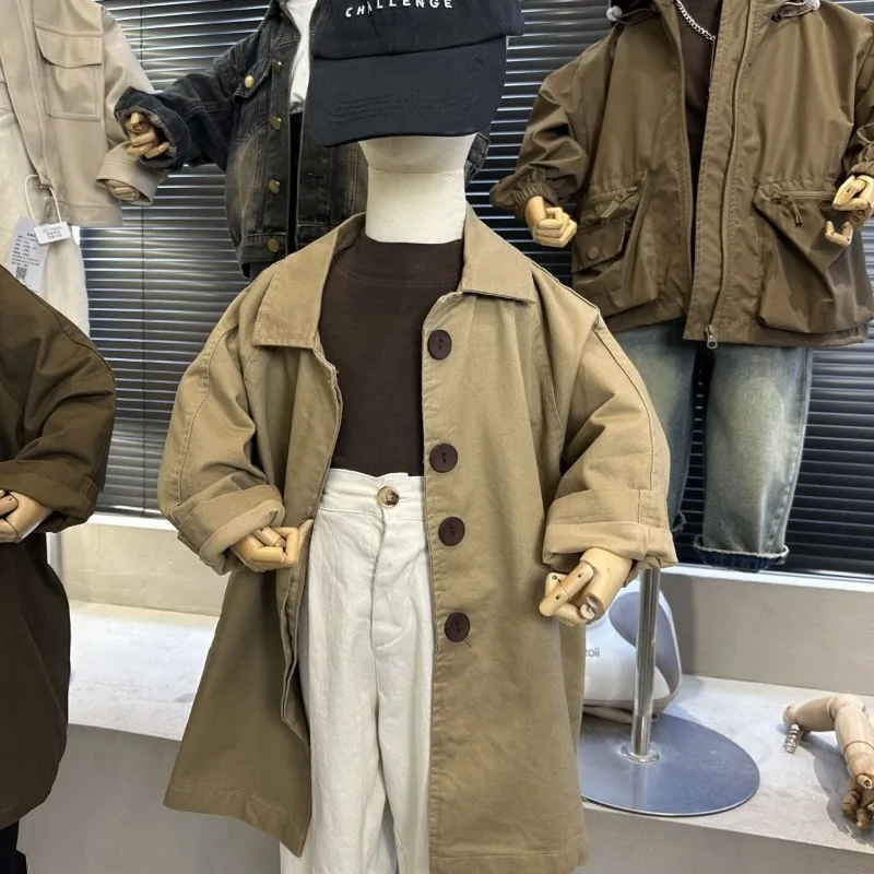 

Осеннее новое детское пальто с воротником в корейском стиле, уличный повседневный плащ, модный