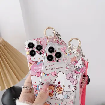 Pouzdro na telefon s motivem Hello Kitty pro Huawei Y9 Prime Y8 Y7 Y6 Y5 Pro 2018 Y8P Y7P Y6P Y5P Y7A Y8S s přívěskem na šňůrku přes rameno a crossbody 8 nejlepší prodej Pouzdro na Huawei Y7 Prime - №6