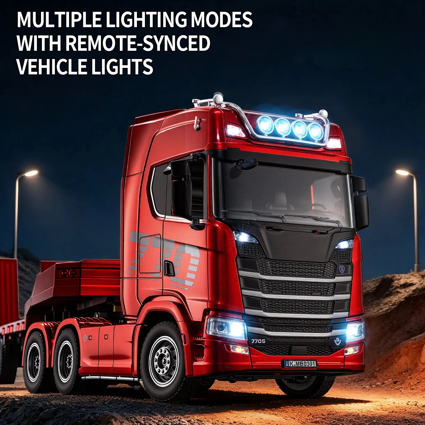 1302A RC Tractor Truck 1/24 14CH RC Car 770S With Trailer Model RTR Light Sound Remote Control Truck Trailer Lorry Cars Toys