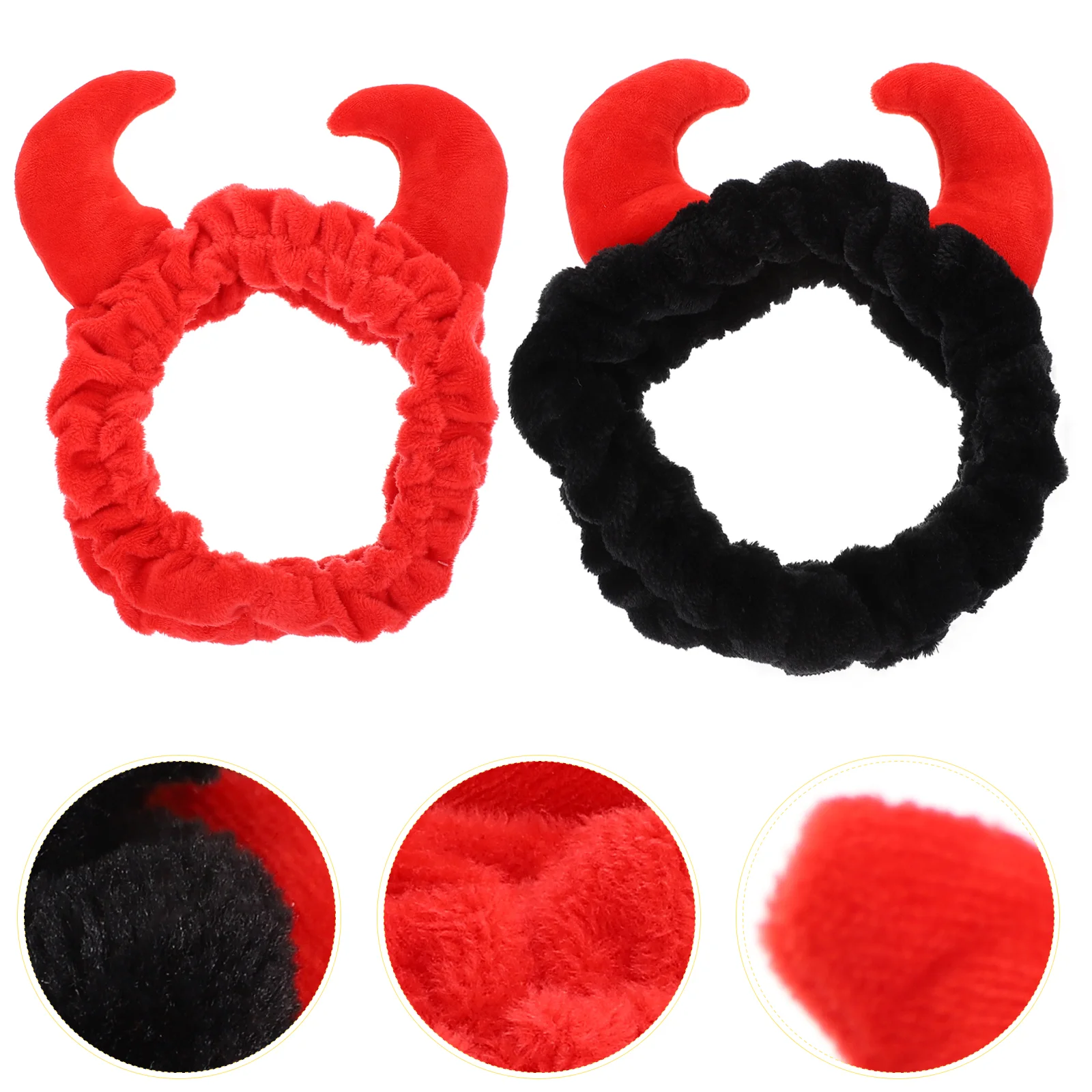 2 Pcs Face Wash Hair Tie Spa Headband Horn Plush Reusable Beauty Tool Headscarf Lovely Makeup The Outfit Horns Elastic