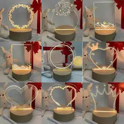 Transparent Luminous LED Night Lights USB Luminous Acrylic Night Light Erasable Write Message Board Calendar Desktop Ornaments