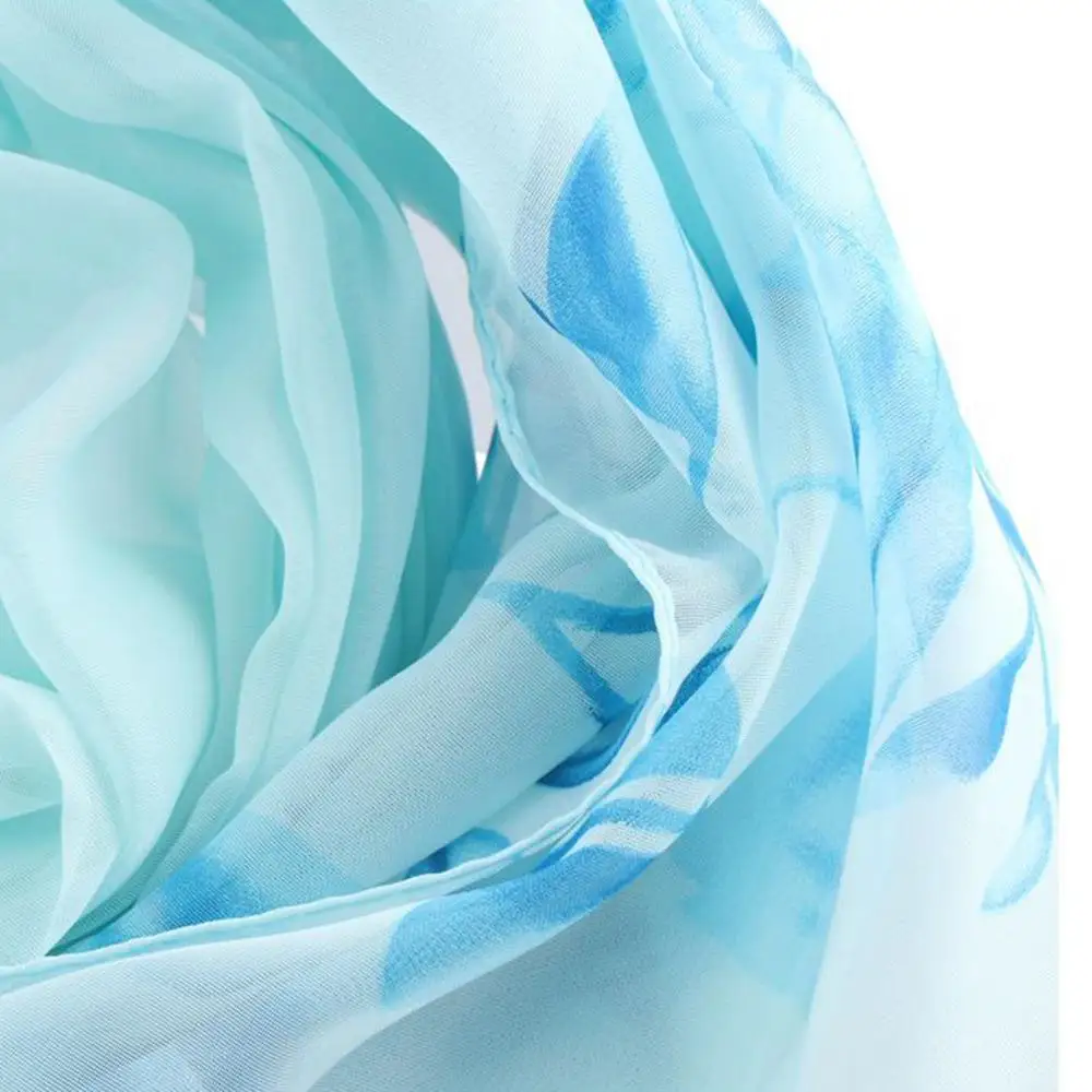 أزياء المرأة روز زهرة مطبوعة لينة وشاح طويل شال الأوشحة الشيفون #3