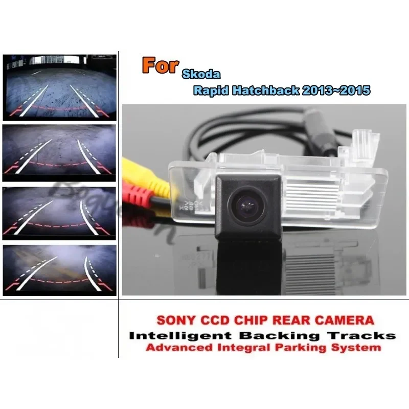 

For Skoda Rapid Hatchback / Liftback 2013~2015 Intelligent Car Parking Camera / Tracks Module Rear Camera CCD Dynamic Tragectory