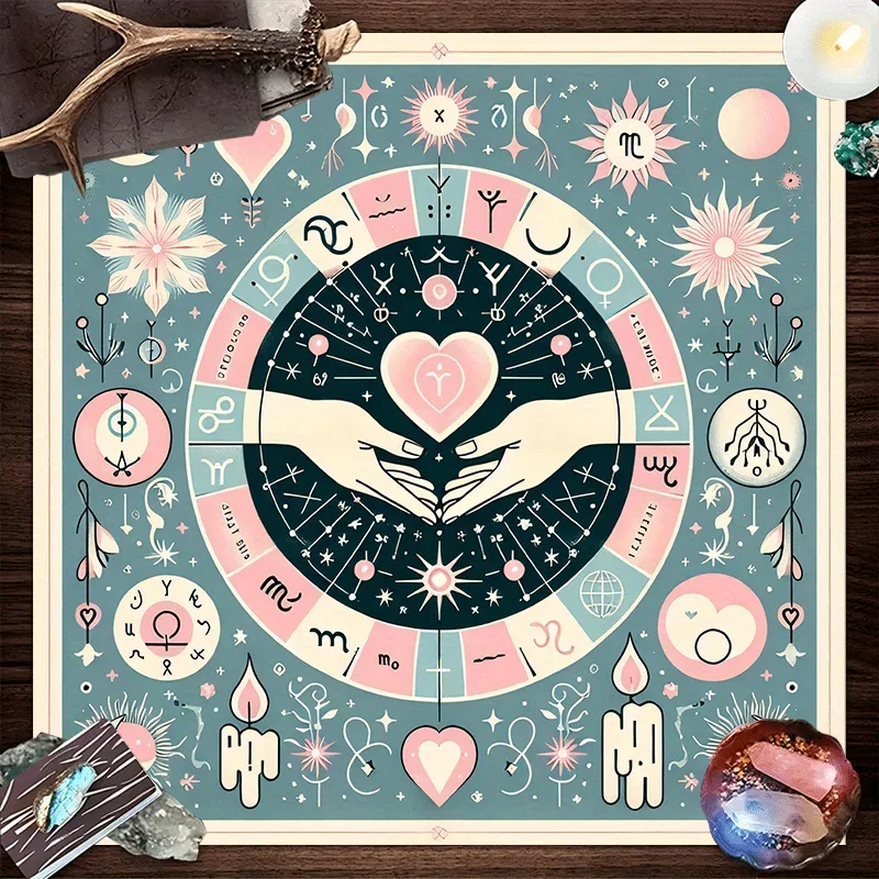 50/75/cm Tarot Tablecloth Star Language Wish Wallpaper Heart Shaped Star Chart Sun Moon Totem Bedroom Altar Astrology Decoration