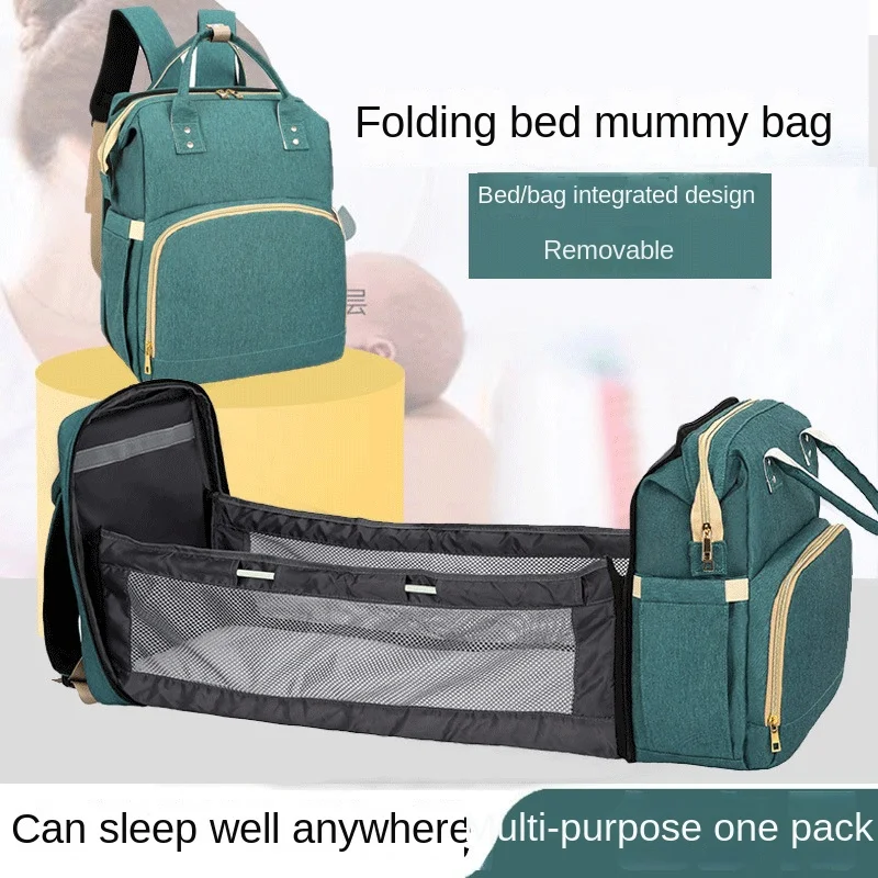 Diaper Bags USB Backpack Foldable Sunscreen Baby Bed Crib Bag Insulation Nursing Stroller Bag With Changing Mat Reflective Strip