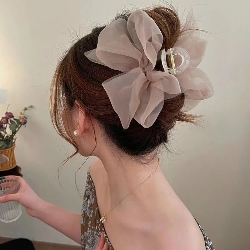 Nieuwe Mesh Boog Grip Clip Vrouwelijke Paardenstaart Vlecht Haar Klauw Clip Elegant Meisje Haar Clip Haaraccessoires Cadeau Hoofdtooi