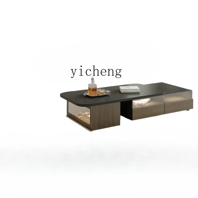 X6-3 Minimalist Solid Wood Retractable TV Cabinet and Tea Table Combination Living Room Light Luxury High-Grade Floor TV Stand