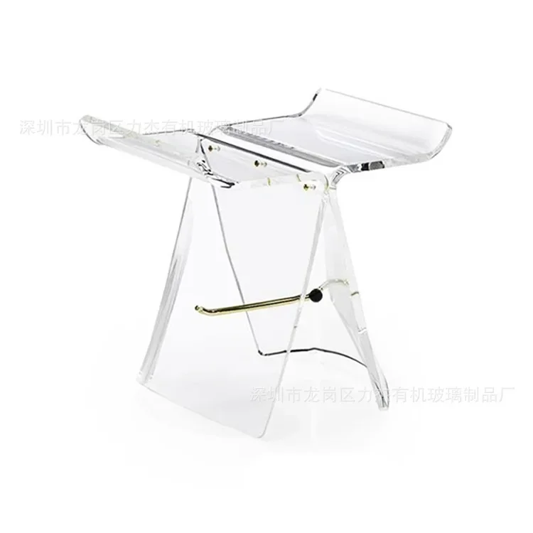 Acrylic transparent shoe changing stool, living room footrest, organic glass curved hot bending design, customized low footrest