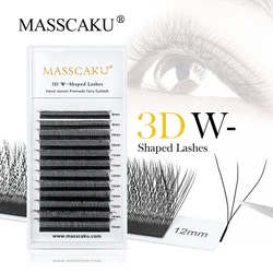 Masscaku自動開花ブルーム3D 4D 5D 8-15ミリメートルミックスw形状既成ファンまつげ軟質天然個人まつげエクステンション