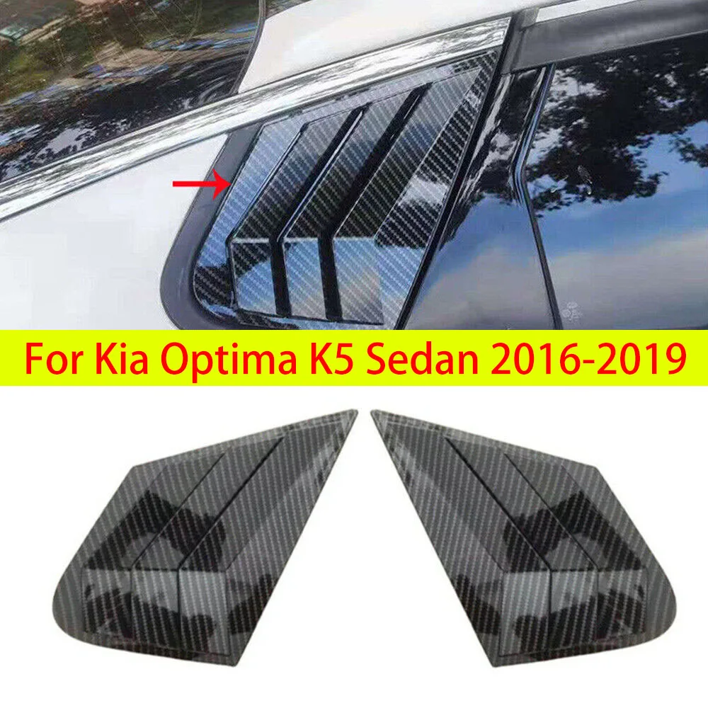 

For Kia Optima K5 Sedan 2016-2019 Car Rear Louver Window Side Shutter Cover Trim Sticker Vent Scoop ABS Carbon Fiber Accessories