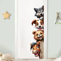 1pcs Cartoon Cute Animals Removable Door Stickers Kids Room Decoration for Bedroom Home Decor PVC Wall Decals Living Room