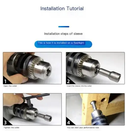 Hex Socket Sleeve Set Nozzles 5.5mm-19mm Nut Driver Set Power Screwdriver Handle Power Drills Impact Drivers Socket Wrench Tools