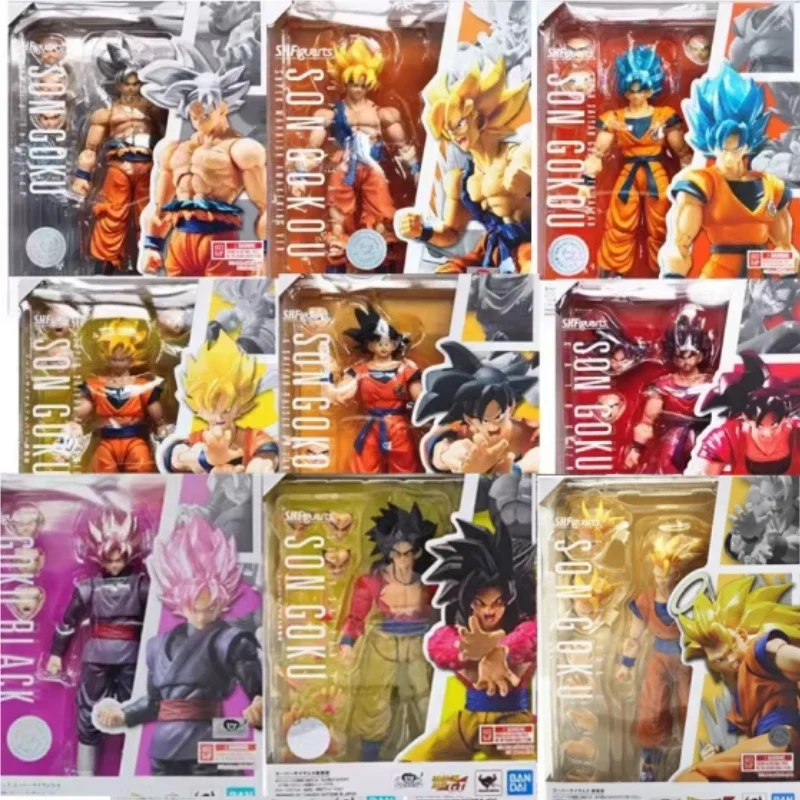 

Genuine Bandai Shf Dragon Ball Anime Figure Full Power Goku Super Four Anime Figure Goku Super Saiyan White Hair Black Hair Goku