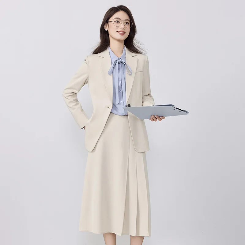 

2025Женский комплект костюмов, весенне-осенний высококачественный профессиональный элегантный костюм для поездок на работу, сертификация учителя, собеседования, официальная спецодежда