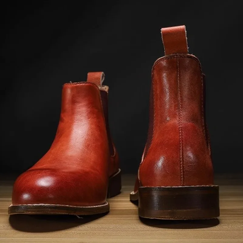 Hardmade Men Chelsea Boots Premium Cowhide Vintage Outdoor Work Shoes British Luxury Motorcycle Boots Hiking Desert Boots - Image 5
