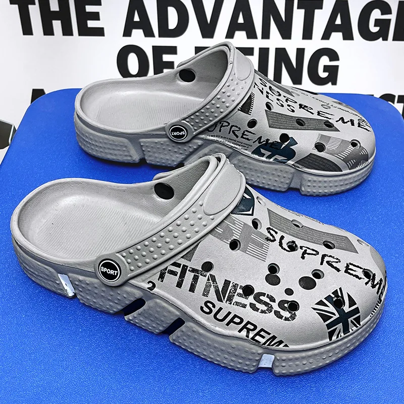 Hole shoes men's wear anti-skid hollowed-out camouflage dual-purpose large slippers men's beach sandals