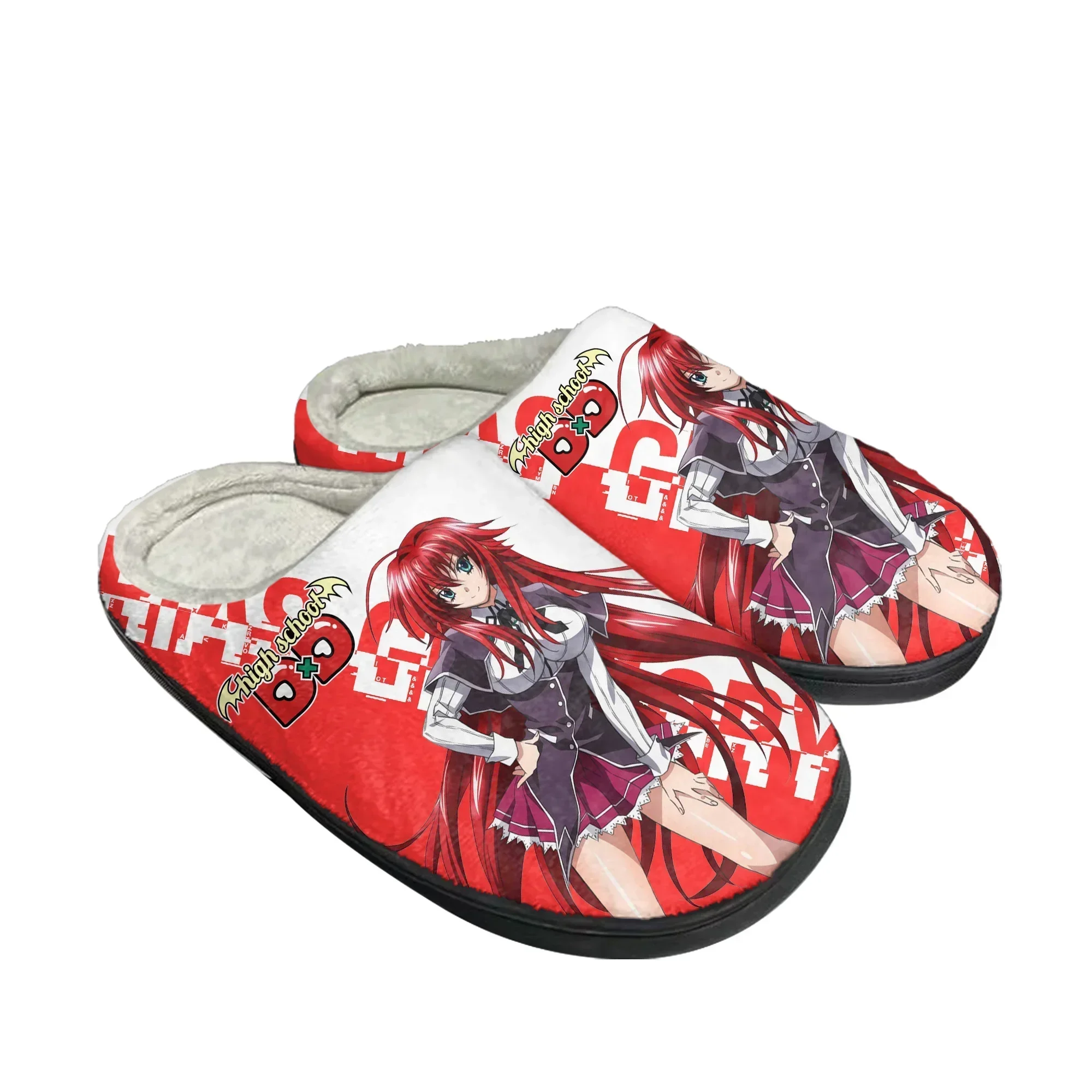 

Аниме-тапочки High School DxD: домашние хлопковые тапочки для взрослых с плюшевым персонажем Риас Гремори, теплые, повседневные, для спальни, на заказ, термостойкие, для дома
