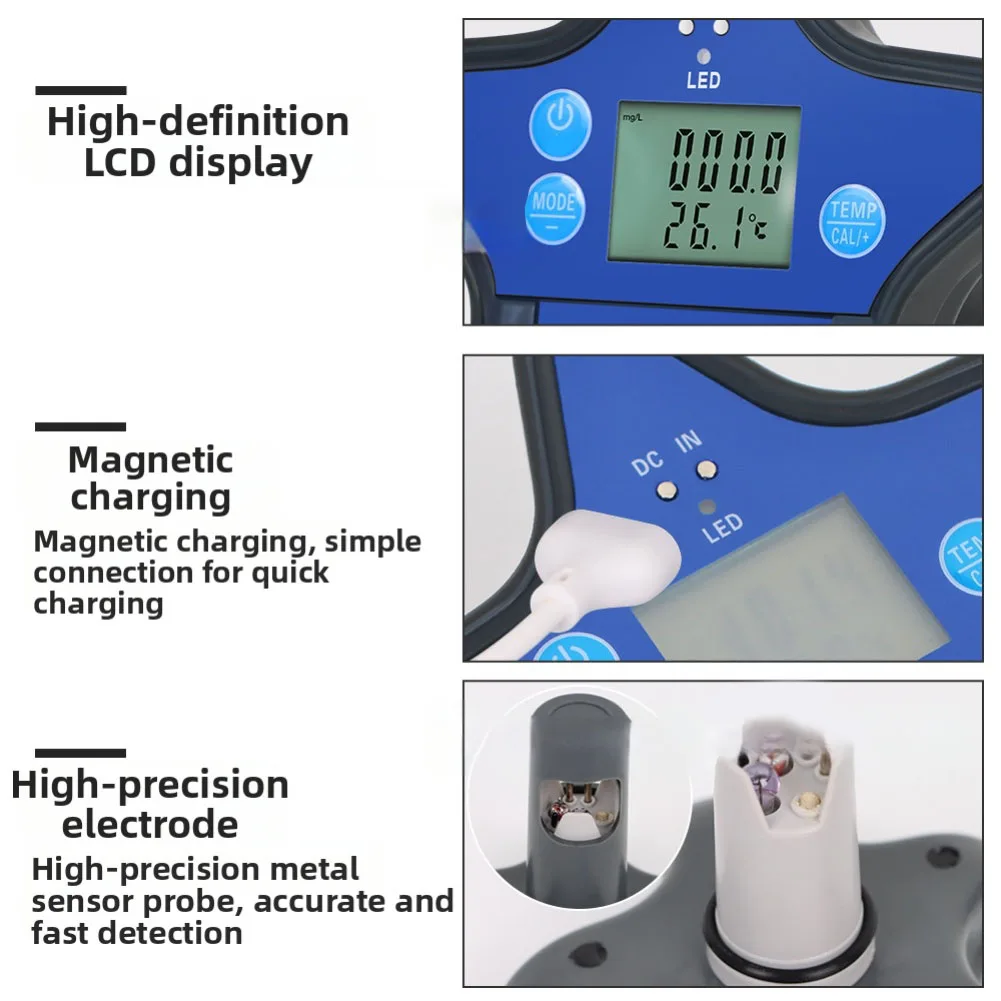 Floating Water Quality Detector for Pools Aquariums Aquaculture with Precise Oxygen and Temperature Monitoring