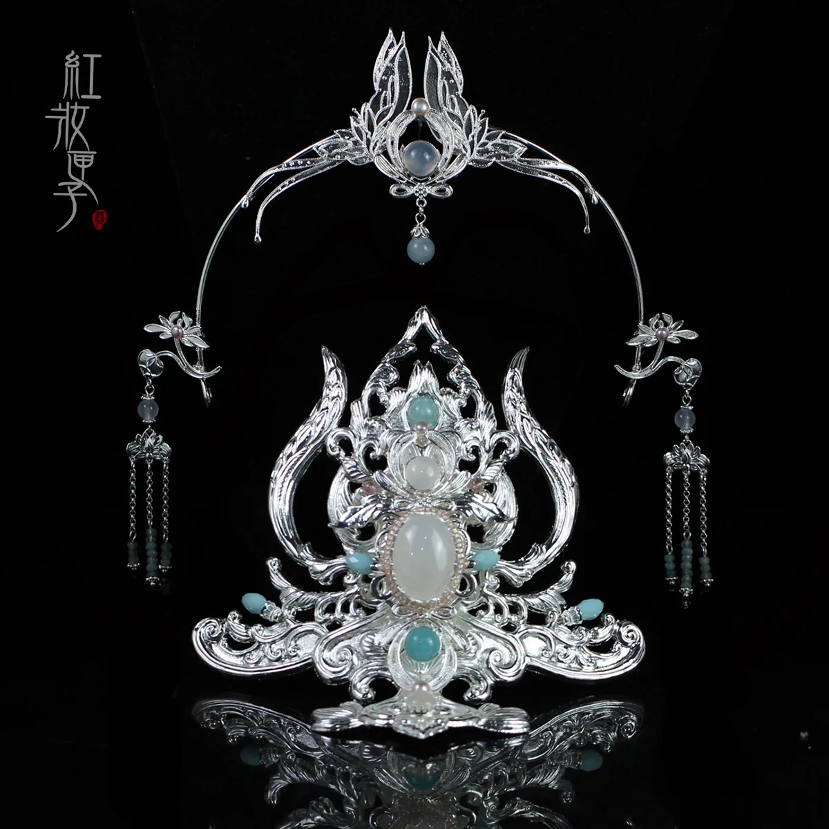 Fairy Hair Tiara Chinese Hanfu Accessory Hair Stick Traditional Artwork Sliver Plated Handmade Blossom for Women HZXZ