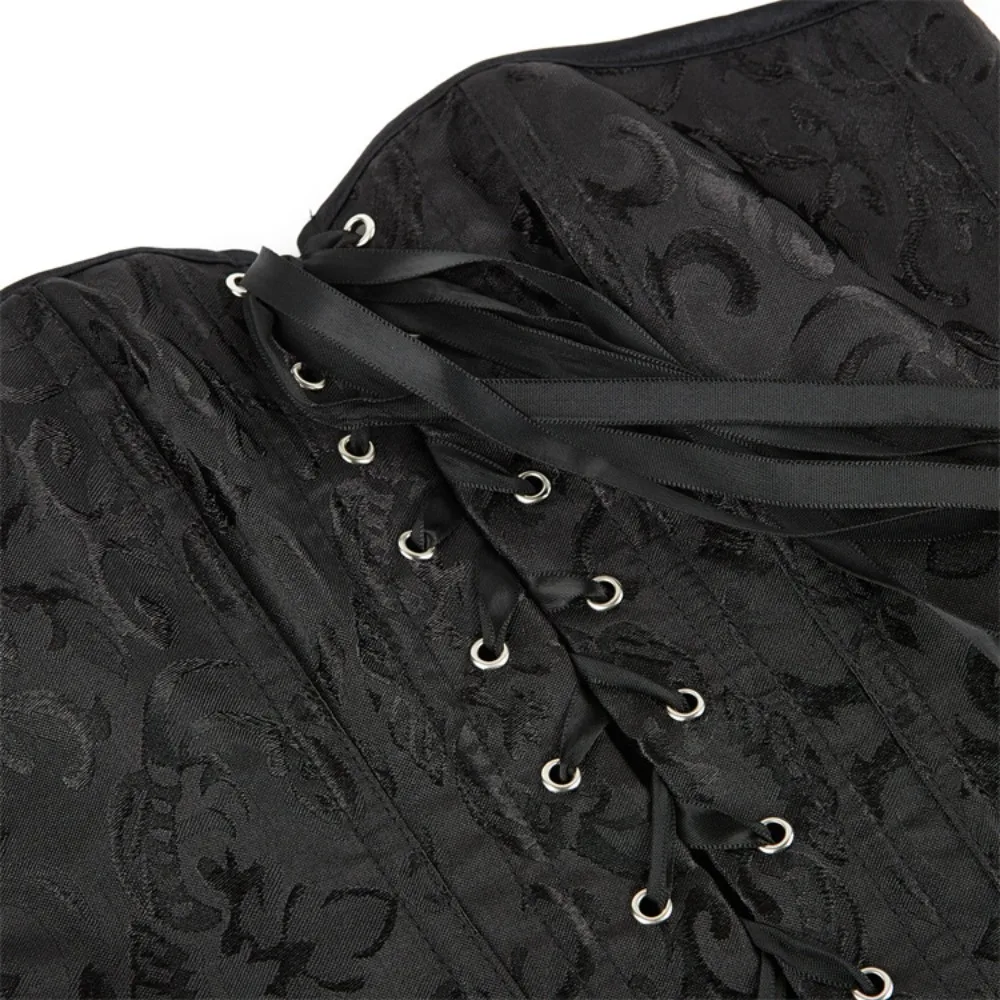 

New three-row button waist shaping and bust support European and American style front tie court-style corset
