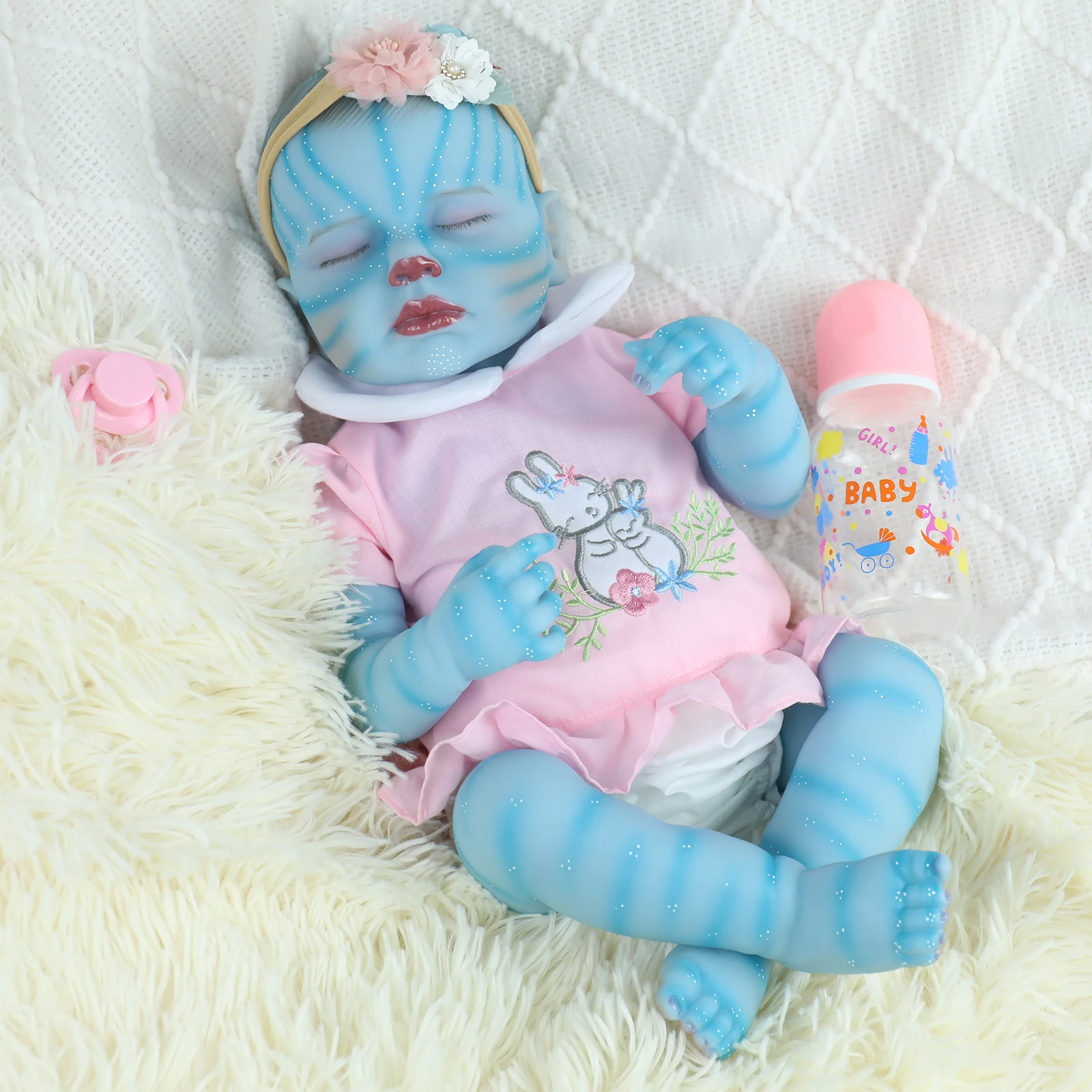 Muñecas Reborn de Avatar de 18 pulgadas, muñecas realistas de cuerpo completo de silicona para recién nacidos, tacto suave con venas visibles para niñas, juguetes para niños