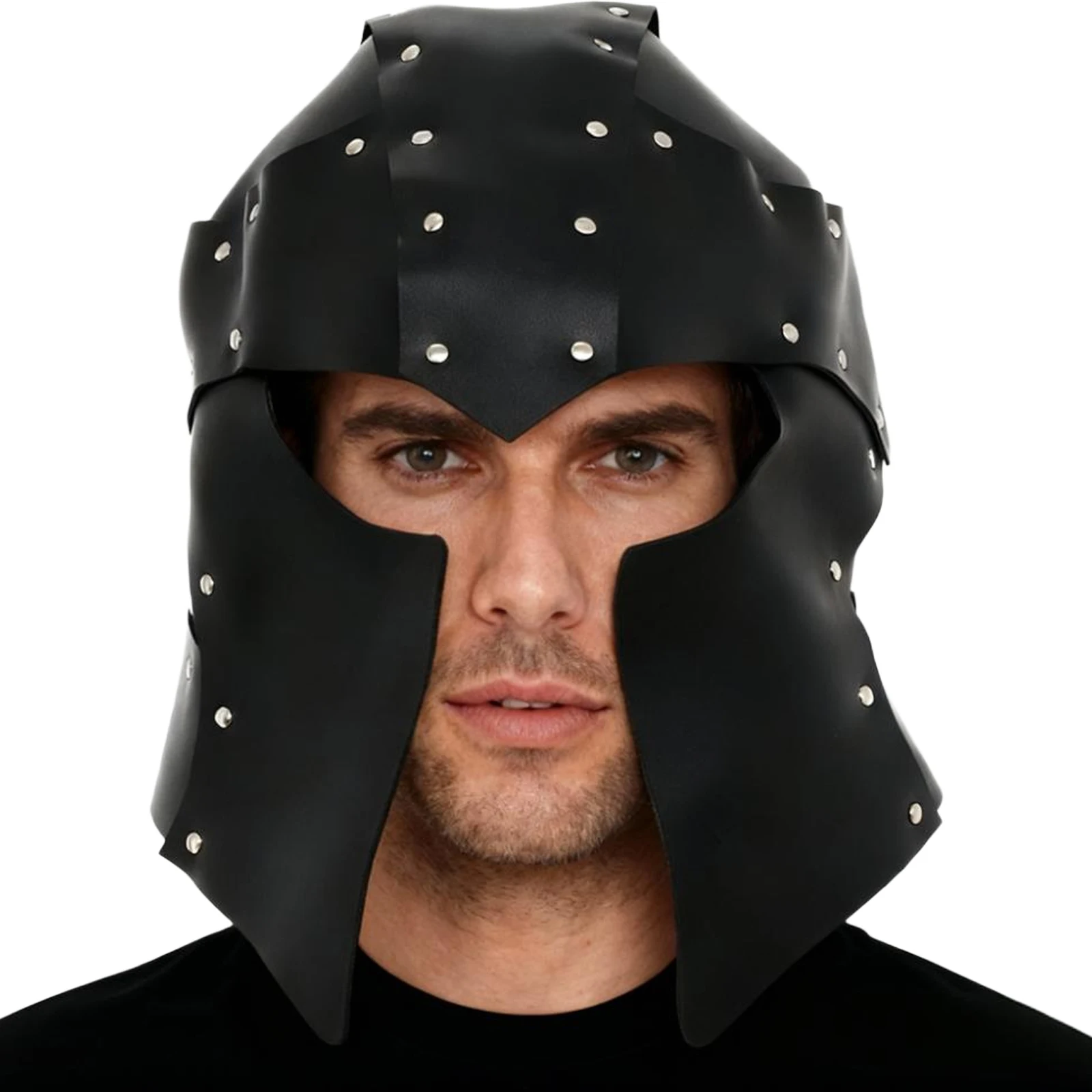 Steampunk Roman Gladiator Shoulder Armor Leather Helmet Feather Strap Shawls Men Halloween Viking Knight Samurai Cosplay Costume